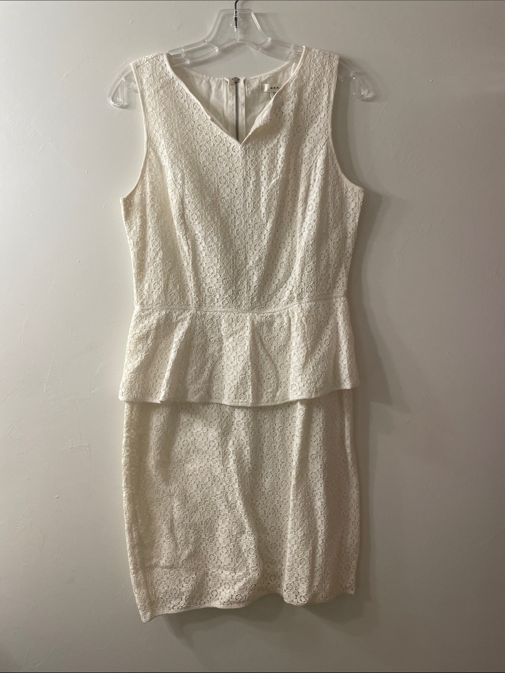 Max Studio Ivory Lace Peplum Sheath Dress